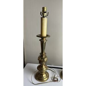 Vintage Antique Brass Cast Iron Table Lamp Working Tested Flaws
